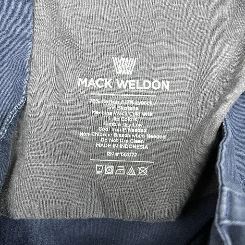 Mack Weldon Pants Mens 38x34 Navy Blue Stretch Chino Casual Straight Actual38x32